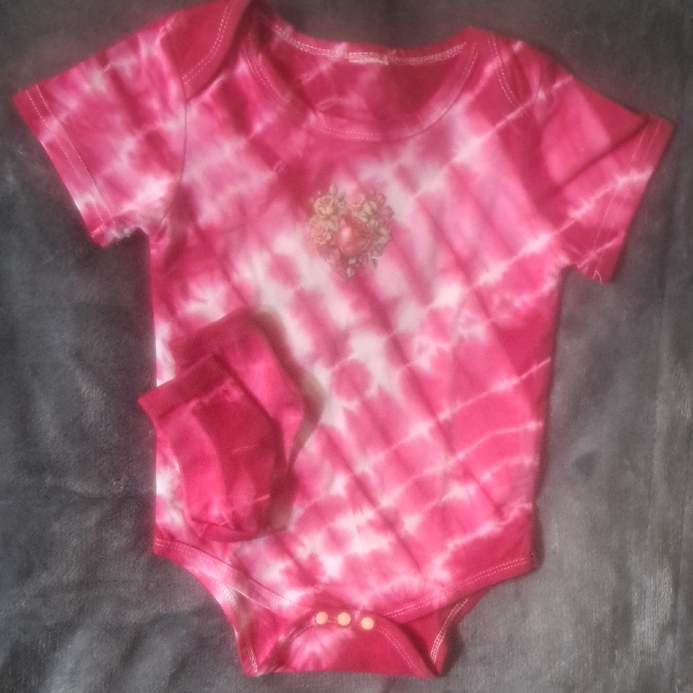 Pink Tie-Dye Baby Onesie with Socks